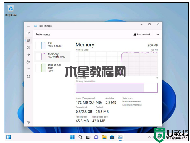 200M内存就能用 Win11极限精简版实测:C盘只需8GB空间(图2) 200M内存就能用 Win11极限精简版实测:C盘只需8GB空间